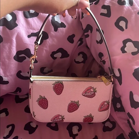 Coach Strawberry Print Cream Bag - Picture 2 of 5